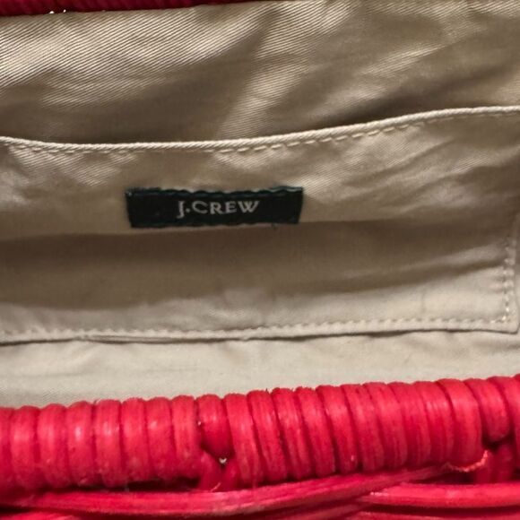 J.Crew Red Woven Straw Clutch Bag with Turnlock Closure - Picture 9 of 11